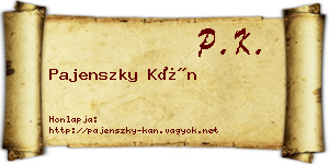 Pajenszky Kán névjegykártya